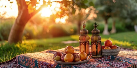 Eco-Friendly Ramadan Practices - Nature Background - Sustainability Essence - Soft Sunlight - Green Lifestyle