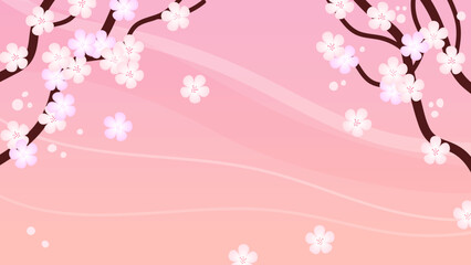Obraz na płótnie Canvas Beautiful spring background with sakura blooming. Template with copy space. Vector illustration