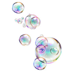 Soap bubbles flying  isolated on white or transparent background