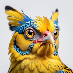 A mythical bird of blue-yellow color