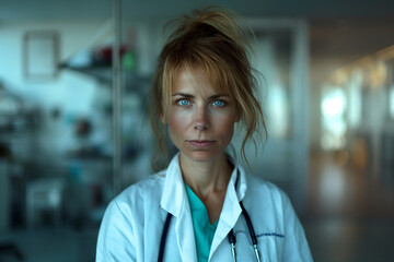 Woman doctor, portrait, considerate, beautiful