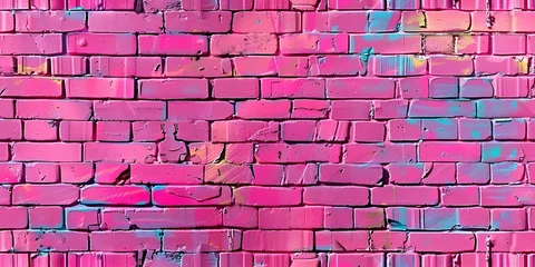 Foto op Plexiglas anti-reflex neon brick wall Plasma Pink color seamless background. Concept Neon Brick Wall, Plasma Pink, Seamless Background, Color Pop, Vibrant Aesthetic © Anastasiia