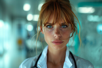 Woman doctor, portrait, considerate, beautiful