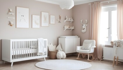 Scandinavian-style background of a cozy nursery