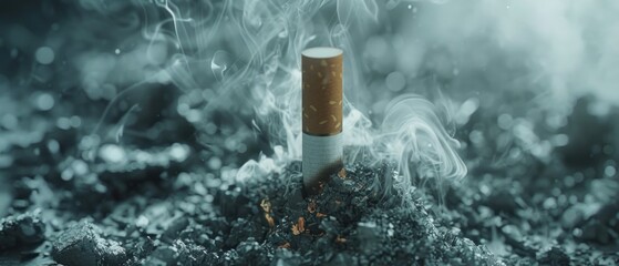 a cigarette is shot in the air due to smoke - obrazy, fototapety, plakaty