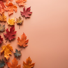 Naklejka na ściany i meble 3d photo of autumn leaves background made with generative ai