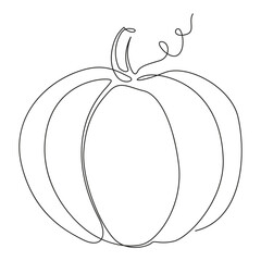 Pumpkin one line drawing. Black and white minimalist line art. 
Vegetable on a white background.