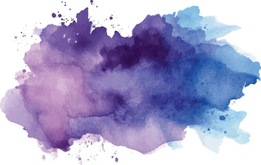 abstract watercolor stain purple and blue on a transparent background	