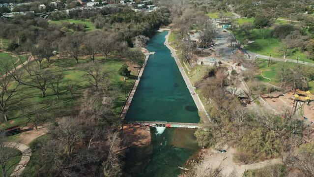 Aerial of Barton Springs Pool in Austin, Texas