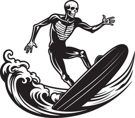 Surfing Skeleton Crew Logo Design Bone Breakers Cartoon Skeleton Surfers