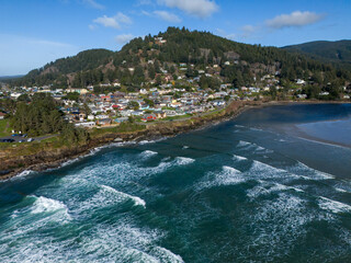 Yachats River Delta Estuary Oregon Coast Town on Highway 101