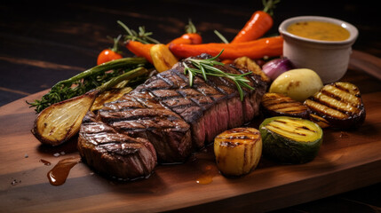 Perfectly grilled steak with vegetables