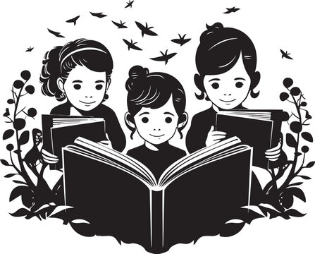 Readathon Voyage Vector Logo Icon Page Turner Treasures Black Vector Reading Graphic