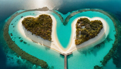 deux îles en forme de coeur pour amoureux - 746772287