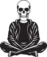 Skeletal Sanctuary Seat Vector Relaxation Icon Chill Bones Lounger Black Vector Graphic