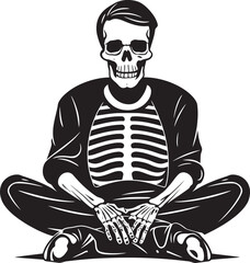 Skeletal Chill Zone Recliner Black Vector Relaxation Icon Chill Bones Lounger Seat Chilled Logo Icon