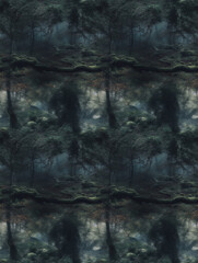 Mystic forest seamless pattern