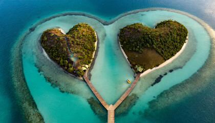 deux îles en forme de coeur pour amoureux - 746773607