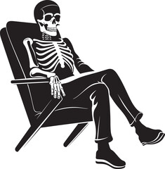 Skeletal Seclusion Black Vector Graphics Bone Comfort Chair Logo Icon
