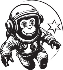 Lunar Lemur Odyssey Logo Design Astrochimp Sojourn Vector Icon