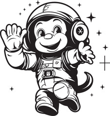 Spacefaring Simian Discovery Astronaut Logo Galactic Gorilla Quest Vector Icon