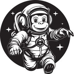 Lunar Lemur Expedition Astronaut Icon Astrochimp Odyssey Vector Logo Design
