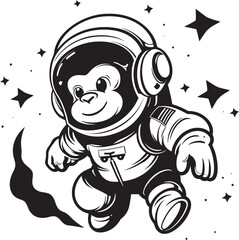 Cosmic Capuchin Expedition Astronaut Icon Spacefaring Simian Journey Vector Emblem