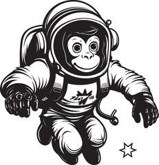 Galactic Gorilla Adventure Astronaut Icon Celestial Chimpanaut Odyssey Vector Emblem