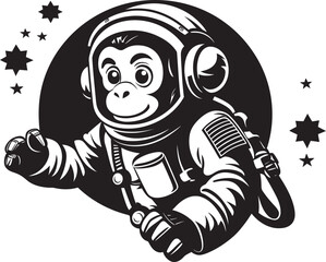Lunar Lemur Expedition Black Vector Logo Astrochimp Adventure Astronaut Icon