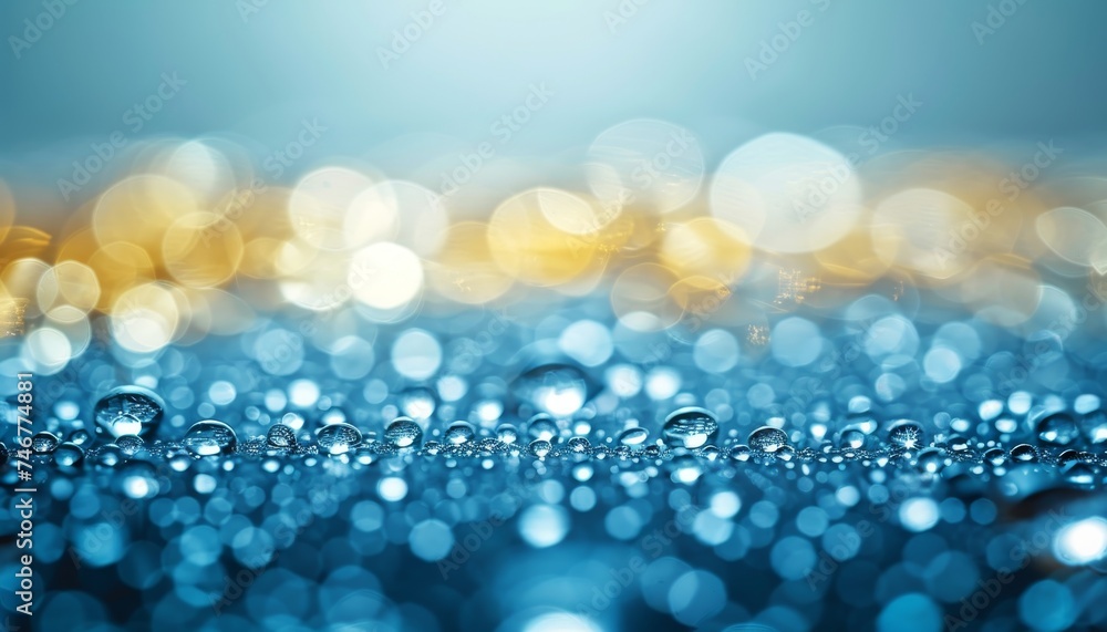 Poster macro close up of colorful wet surface with water drops abstract background texture
