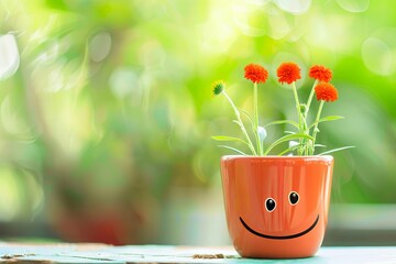 Smiley Face Pot With Flowers