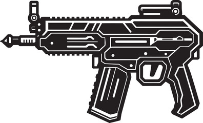 Mech Blaster Black Vector Graphic Nano Shooter Machinegun Icon Design
