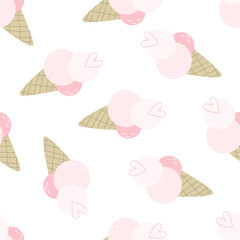 summer seamless pattern with cartoon ice cream. colorful vector for kids, hand drawing flat style. baby design for fabric, print, textile, wrapper
