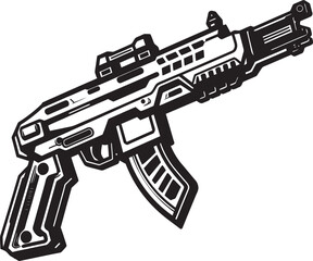 Futuristic Firearm Machinegun Logo Nano Shooter Vector Weapon Design