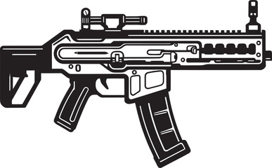Naklejka premium Cybernetic Cannon Vector Weapon Design Techno Blaster Black Vector Logo