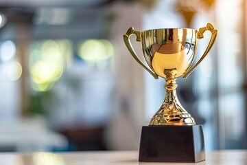 A Gold Trophy on Table