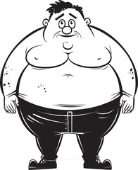 Chubby Character Graphic Design Icon Portly Portrait Vector Badge