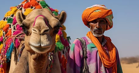 Foto op Plexiglas camel ride tours in jhmfr with camels © yganko