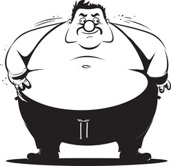 Chubby Character Black Vector Logo Portly Portrait Graphic Design Icon