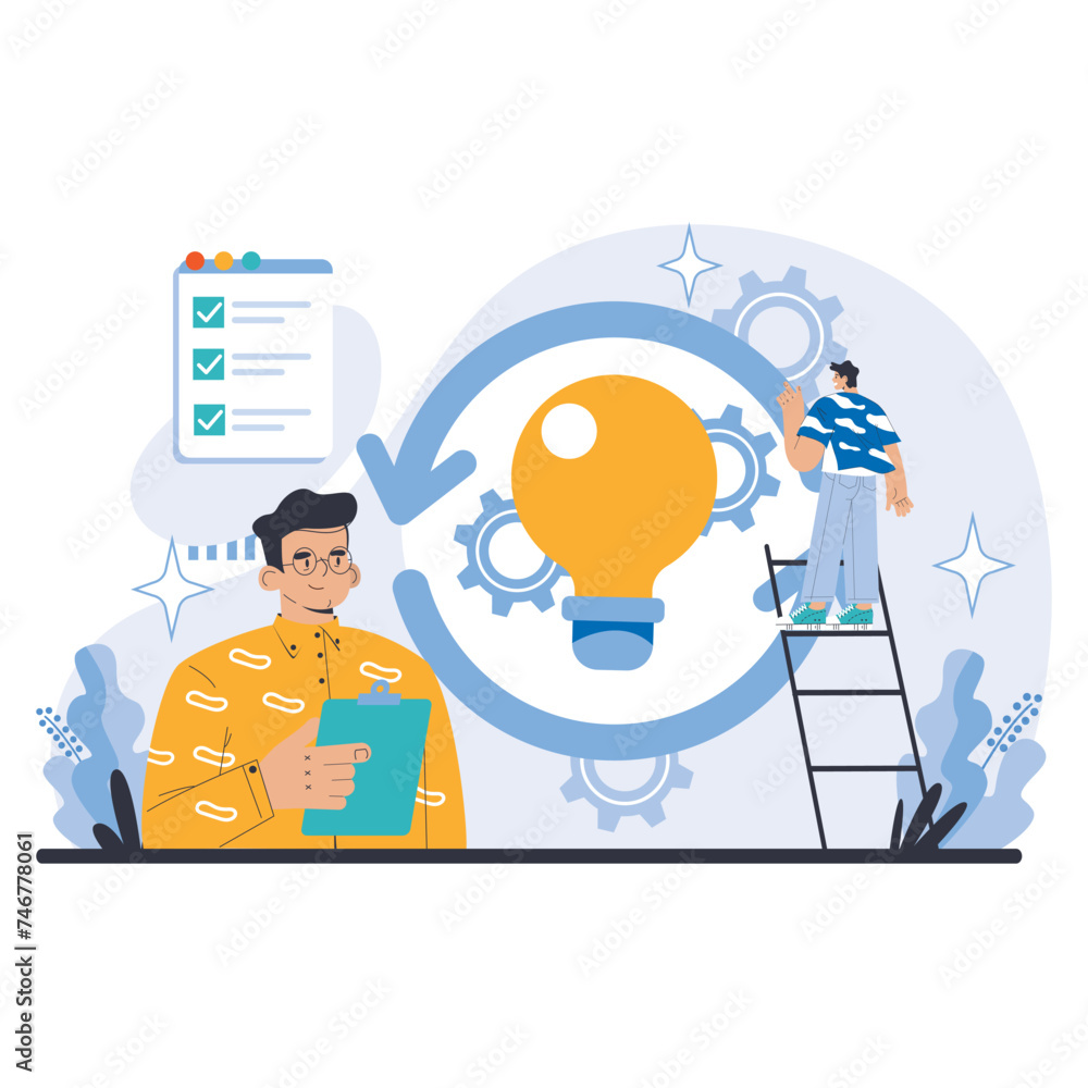 Poster operational processes and technologies concept. flat vector illustration.