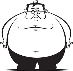 Round Representation Black Vector Logo Badge Stout Sovereign Fat Man Icon Design