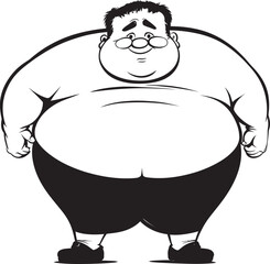 Portly Portrait Fat Man Emblem Badge Hefty Silhouette Vector Graphic Design