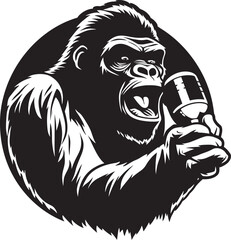 Mic Mastery Black Vector Logo Design Groove Gorilla Gorilla Mic Icon