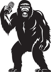 Groove Gorilla Gorilla Mic Icon Rhythm Roar Vector Badge Emblem