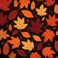 Naklejka na ściany i meble 3d photo of autumn leaves seamless background made with generative ai