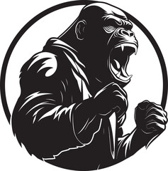 Sonic Simian Gorilla Icon Badge Jungle Groove Microphone Vector Graphic