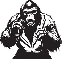 Primate Performer Vector Logo Design Gorilla Groove Black Vector Emblem