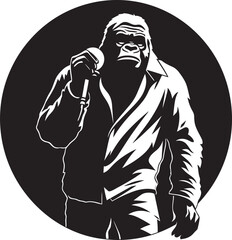 Beatboxing Beast Vector Logo Icon Rap Ruler Black Vector Logo Design