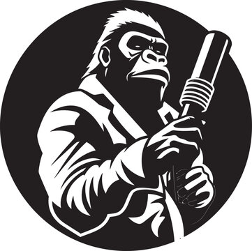 recommend clip art: Rap Ruler Black Vector Logo Design Ape Audition Microphone Icon Emblem