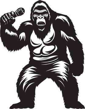 recommend clip art: Ape Audition Microphone Icon Emblem Groovy Gorilla Vector Logo Emblem